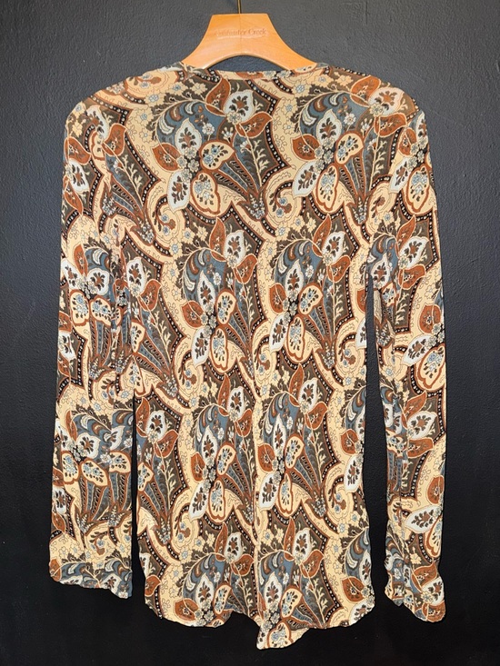 Jethro Other - Jethro Paisley Long-Sleeve Blouse in Brown & Blue
